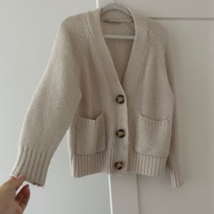 Zara Beige Button-Up Cardigan